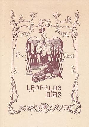 Seller image for Ex : libris Leopoldo Diaz. Schmied vor Fabrik mit rauchenden Schloten. for sale by Antiquariat  Braun