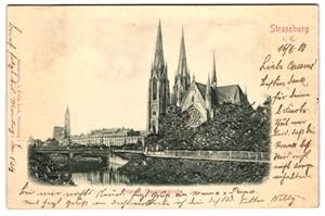 Relief-Ansichtskarte Strassburg i. E., Evangelische Garnisonkirche