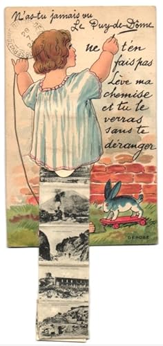 Leporello-Carte postale Clermont-Ferrand, vue générale gegen Berge, chemin de fer vor einem Berg,...