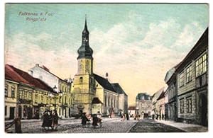 Relief-Ansichtskarte Falkenau a. Eger, Ringplatz mit Kirche