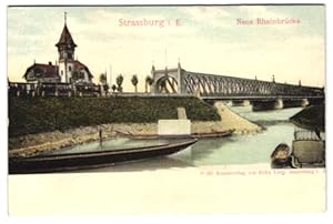 Relief-Ansichtskarte Strassburg i. E., Neue Rheinbrücke