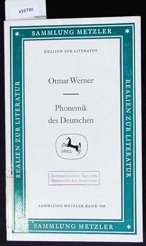 Imagen del vendedor de Phonemik des Deutschen. a la venta por Antiquariat Bookfarm