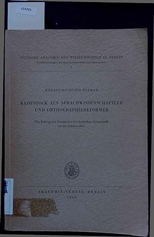 Seller image for Klopstock als Sprachwissenschaftler und Orthographiereformer. 2 for sale by Antiquariat Bookfarm
