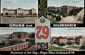 Ansichtskarte / Postkarte Hildesheim, Inf. Reg. v. Voigts Rhetz 3. Hannoversches Nr. 79, Waterloo...