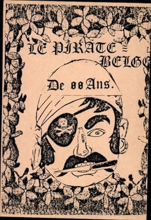 Ansichtskarte / Postkarte Piratenkarte, Mann mit Messer im Mund, Augenklappe