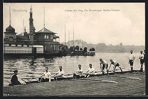 Ansichtskarte Hamburg, Achter am Steg des Hamburger Ruder-Vereins