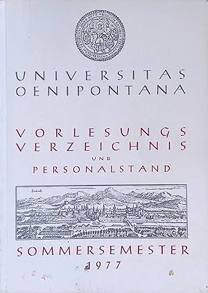 Bild des Verkufers fr Vorlesungs-Verzeichnis fr das Sommersemester 1977. zum Verkauf von books4less (Versandantiquariat Petra Gros GmbH & Co. KG)