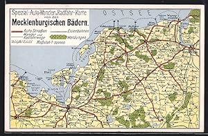 Ansichtskarte Kröpelin, Landkarte für Spezial-Auto-Wanderer und Radfahrer von den Mecklenburgisch...