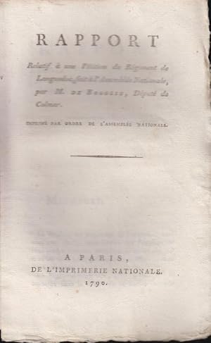 Bild des Verkufers fr Rapport relatif  une ptition du rgiment de Languedoc fait  l'Assemble nationale, par M. de Broglie, dput de Colmar zum Verkauf von PRISCA