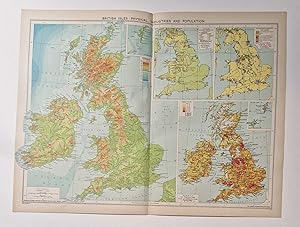 1940 Colour Lithograph Charts of British Industry & Population