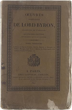 Bild des Verkufers fr Oeuvres Compltes de Lord Byron - Tome Troisime zum Verkauf von Untje.com