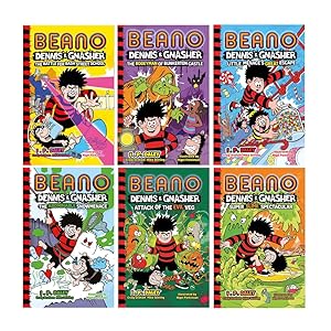 Seller image for Beano Dennis & Gnasher Series Collection 6 Books Set (Battle for Bash Street School, The Abominable Snowmenace, Attack of the Evil Veg, Super Slime Spectacular, The Bogeyman of Bunkerton Castle, Little Menace & Great Escape) for sale by Books 4 People