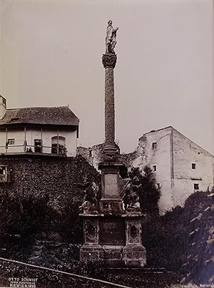 Wernstein, Mariensäule. Originalfotografie (Albumin mit einbelichteter Fotografenangabe "Otto Sch...