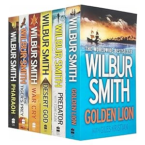 Imagen del vendedor de Wilbur Smith Collection 6 Books Set (Golden Lion, Predator, Desert God, War Cry, The Tigers Prey, Pharaoh) a la venta por usa4books