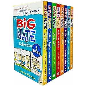 Bild des Verkufers fr Big Nate Series 8 Books Collection Box Set by Lincoln Peirce (Boy with the Biggest Head in the World, Strikes Again, On a Roll, Goes for Broke, Flips Out, In the Zone, Lives it Up & Blasts Off) zum Verkauf von usa4books