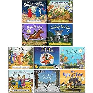 Bild des Verkufers fr Julia Donaldson Collection 10 Books Set (Zog and the Flying Doctors, Tiddler, The Scarecrows' Wedding, Stick Man, The Ugly Five, The Smeds and the Smoos, Superworm, The Highway Rat, Tabby Mctat, Zog) zum Verkauf von usa4books