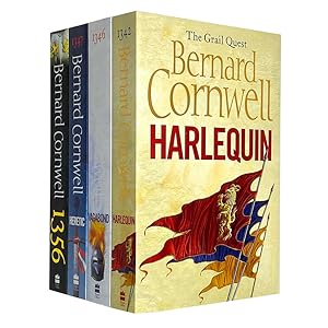 Bild des Verkufers fr The Grail Quest Collection Bernard Cornwell 4 Books Set (1356, Harlequin, Vagabond, Heretic) zum Verkauf von usa4books