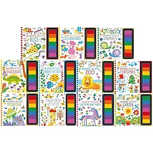 Seller image for Usborne Fingerprint Activities Complete Series 11 Books Collection Set - (Zoo, Animals, Bugs, Unicorns and Faries, Monsters, Dinosaurs, Christmas and more) for sale by usa4books