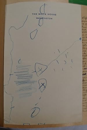 Original Drawing [possibly of Pearl Harbor] by Roosevelt, in Scrapbook Kept by Iowa Senator's Son