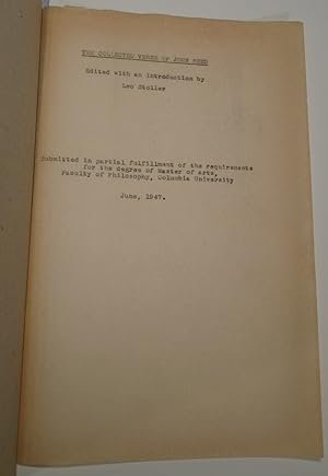 Seller image for The Collected Verse of John Reed; Masters Thesis; Columbia 1947 for sale by Babylon Revisited Rare Books