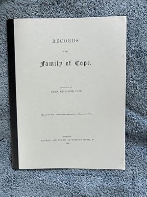 Image du vendeur pour Records of the Family of Cope mis en vente par Tiber Books