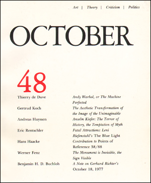 Seller image for October, No. 48 (Spring 1989) for sale by Specific Object / David Platzker