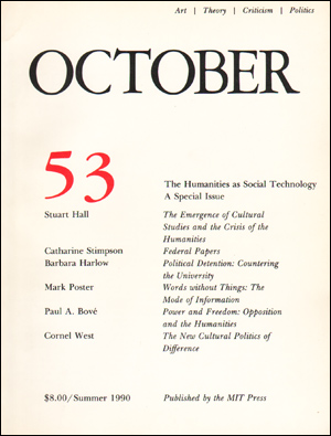 Imagen del vendedor de October, No. 53 (Summer 1990) The Humanities as Social Technology A Special Issue a la venta por Specific Object / David Platzker