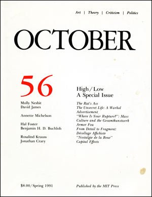 Immagine del venditore per October, No. 56 (Spring 1991) High / Low : A Special Issue venduto da Specific Object / David Platzker