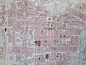 Turin Italy Detailed City Plan Churches Cathedral Palace c. 1890's tourist map