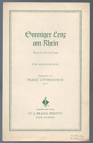 Imagen del vendedor de Sonniger Lenz am Rhein, Op. 37. Fr Mnnerchor. Partitur. a la venta por Antiquariat Bcherstapel