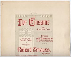 Immagine del venditore per Der Einsame / The Solitary One fr eine tiefe Bassstimme mit Orchesterbegleitung, Op. 51 No. 2. Klavierauszug vom Komponisten. venduto da Antiquariat Bcherstapel