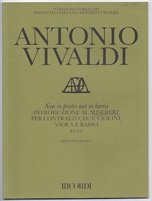 Seller image for Non in pratis aut in hortis. Introduzione al Miserere per Contralto, due Violini, Viola e Basso. RV 641 (= Edizione critica delle opere di Antonio Vivaldi). for sale by Antiquariat Bcherstapel