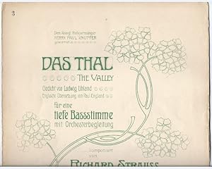 Bild des Verkufers fr Das Thal / The Valley fr eine tiefe Bassstimme mit Orchesterbegleitung, Op. 51 No. 1. Klavierauszug. zum Verkauf von Antiquariat Bcherstapel