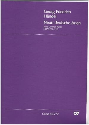 Bild des Verkufers fr Neun deutsche Arien / Nine German Arias HWV 202-210 (= Carus 40.772). Partitur u. Auffhrungsmaterial: Violino/Flauto/Oboe, Basso continuo. zum Verkauf von Antiquariat Bcherstapel