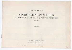 Immagine del venditore per Sechs kleine Prludien / Six little preludes / Six petites preludes Op. 35a. Piano solo. venduto da Antiquariat Bcherstapel