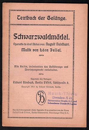 Seller image for Das Schwarzwaldmdel (= Textbuch der Gesnge). for sale by Antiquariat Bcherstapel