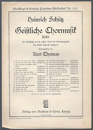 Bild des Verkufers fr Viel werden kommen (= Heinrich Schtz, Geistliche Chormusik 1648, Nr. 7. Breitkopf & Hrtels Partitur-Bibliothek, Nr. 3357). Fnfstimmig. zum Verkauf von Antiquariat Bcherstapel