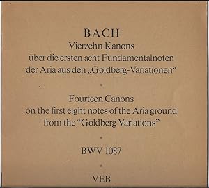 Image du vendeur pour Vierzehn Kanons ber die ersten acht Fundamentalnoten der Aria aus den "Goldberg-Variationen" BWV 1087. Vorabdruck aus "Neue Bach-Ausgabe" (= DVfM 8004). mis en vente par Antiquariat Bcherstapel