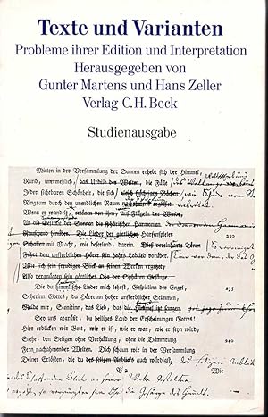 Seller image for Texte und Varianten. Probleme ihrer Edition und Interpretation (= Studienausgabe). for sale by Antiquariat Bcherstapel