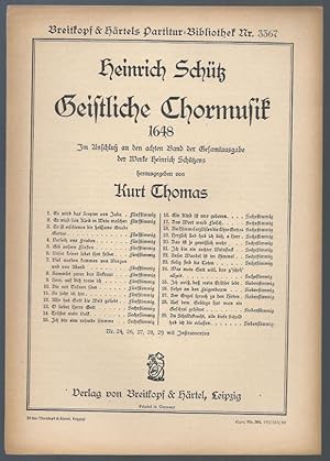 Bild des Verkufers fr Das Wort ward Fleisch (= Heinrich Schtz, Geistliche Chormusik 1648, Nr. 17. Breitkopf & Hrtels Partitur-Bibliothek, Nr. 3367). Sechsstimmig. zum Verkauf von Antiquariat Bcherstapel