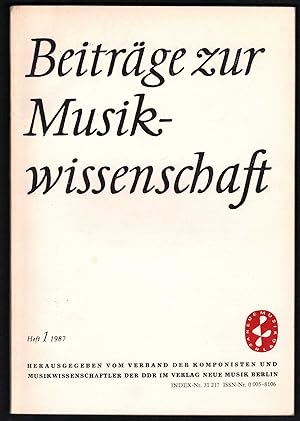 Bild des Verkufers fr Beitrge zur Musikwissenschaft, Heft 1, 1987. zum Verkauf von Antiquariat Bcherstapel