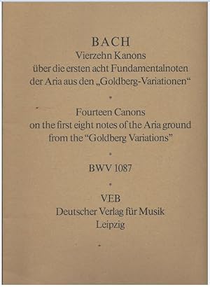 Image du vendeur pour Vierzehn Kanons ber die ersten acht Fundamentalnoten der Aria aus den "Goldberg-Variationen" BWV 1087 (= DVfM 8004). mis en vente par Antiquariat Bcherstapel