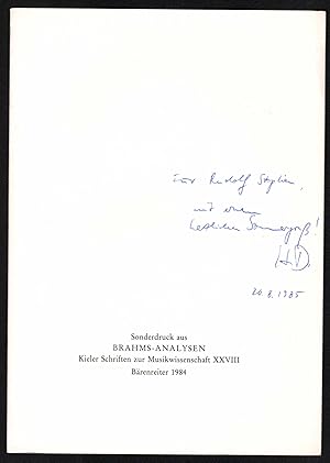 Bild des Verkufers fr Aspekte einer Hommage-Komposition. Zu Brahms'039 Schumann-Variationen op. 9 (Sonderdruck aus: Brahms-Analysen. Kieler Schriften zur Musikwissenschaft, Bd. XXVIII). zum Verkauf von Antiquariat Bcherstapel