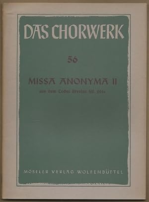Immagine del venditore per Missa Anonyma II aus dem Codex Breslau Mf. 2016 zu 4 Stimmen (= Das Chorwerk, hrsg. v. Friedrich Blume u. Kurt Gudewill, Heft 56). venduto da Antiquariat Bcherstapel