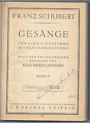 Seller image for Gesnge fr eine Singstimme mit Klavierbegleitung, Band V (= Edition Peters, Nr. 792). Originalausgabe. for sale by Antiquariat Bcherstapel