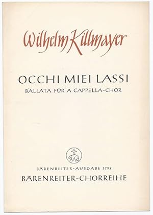 Bild des Verkufers fr Occhi miei lassi (1950). Ballata fr a cappella-Chor. Brenreiter-Chorreihe (= Brenreiter-Ausgabe 3792). zum Verkauf von Antiquariat Bcherstapel