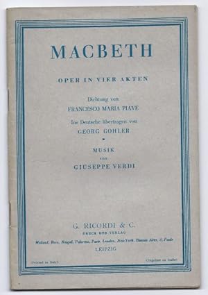 Seller image for Macbeth. Oper in vier Akten [Textbuch]. for sale by Antiquariat Bcherstapel