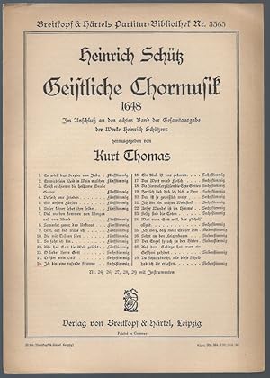 Bild des Verkufers fr Ich bin eine rufende Stimme (= Heinrich Schtz, Geistliche Chormusik 1648, Nr. 15. Breitkopf & Hrtels Partitur-Bibliothek, Nr. 3365). Sechsstimmig. zum Verkauf von Antiquariat Bcherstapel