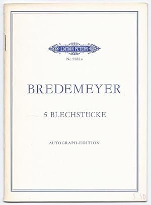 Bild des Verkufers fr 5 Blechstcke fr 2 Trompeten und 2 Posaunen (1979) (= Edition Peters, Nr. 5582a). [Taschenpartitur]. Autograph-Edition. zum Verkauf von Antiquariat Bcherstapel