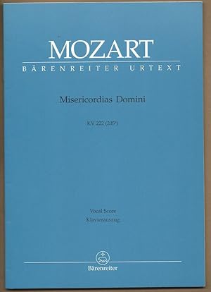 Bild des Verkufers fr Misericordias Domini, KV 222 (205a) (= Brenreiter 4789a). Klavierauszug nach dem Urtext der Neuen Mozart-Ausgabe. zum Verkauf von Antiquariat Bcherstapel